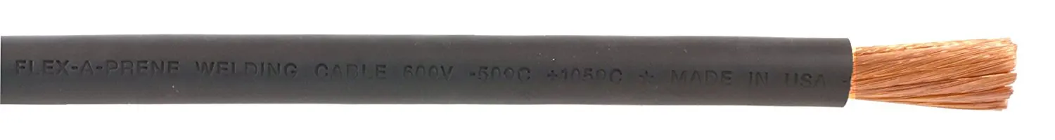 30/' ft 2//0 FLEX-A-PRENE WELDING BATTERY CABLE BLACK 600V USA SAE J1127