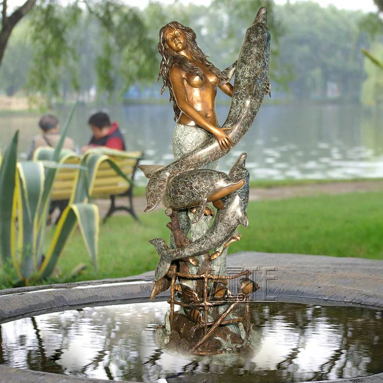 bronze mermaid water fountain