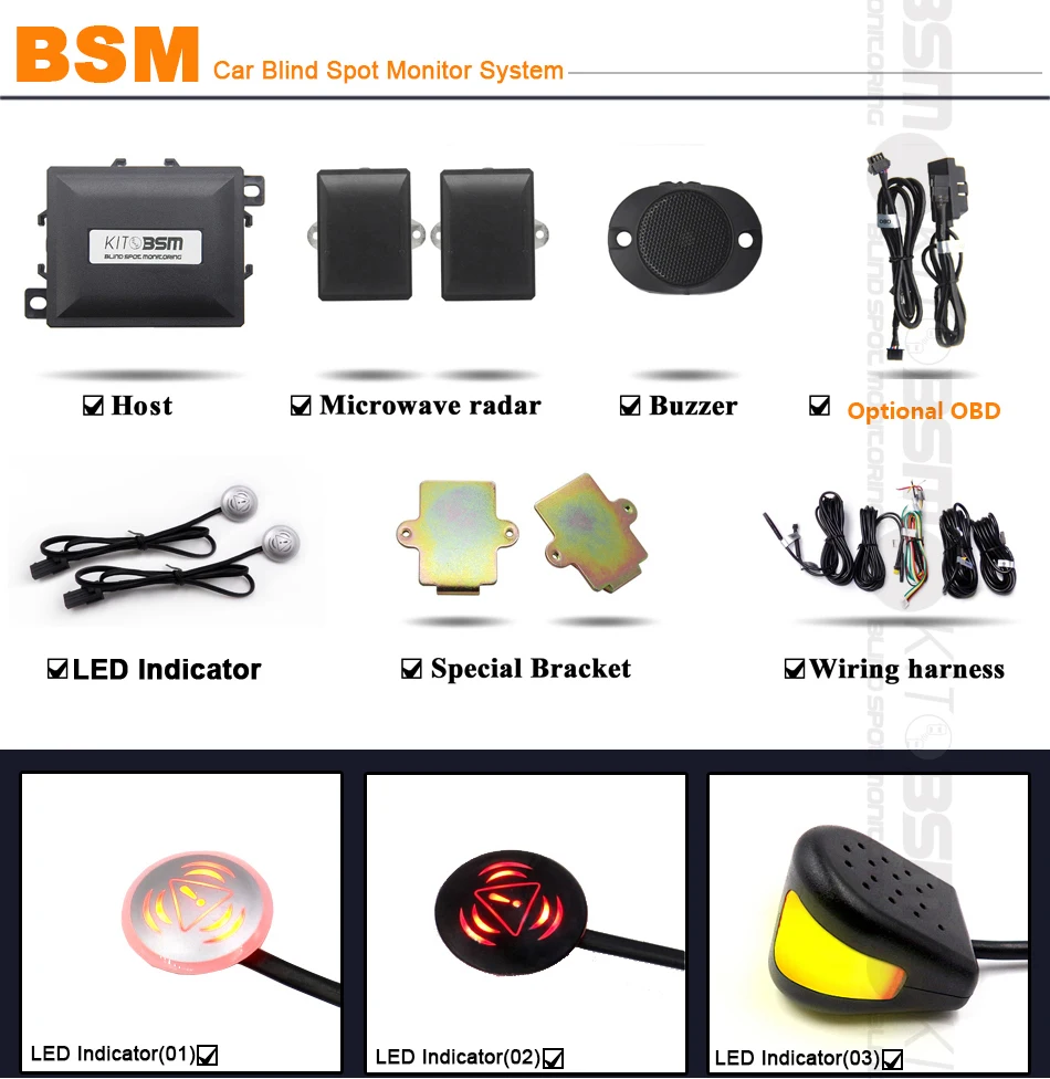 2018 Universal Blind Spot Detection System Type And Dc 12v Car Blind