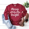 Women Merry and Bright Christmas Shirt
