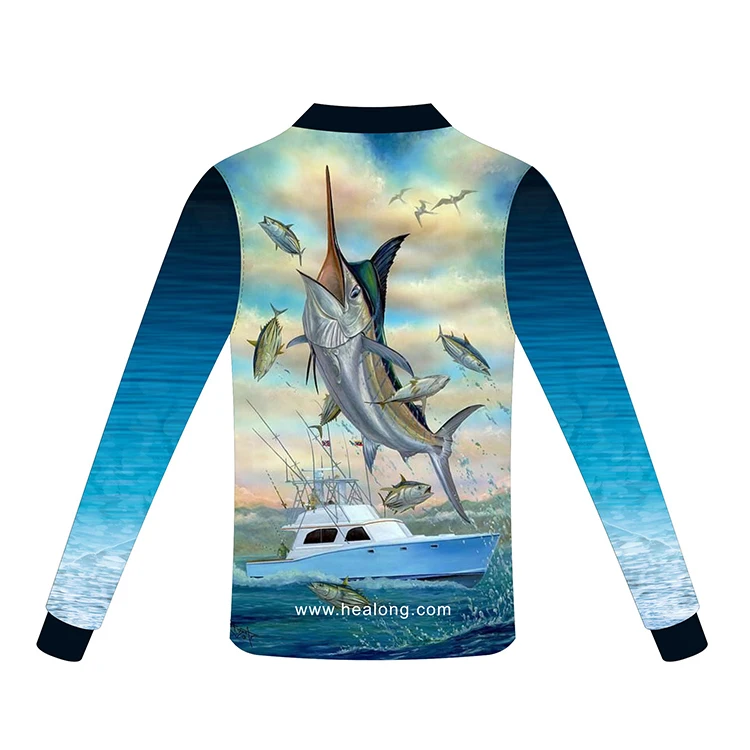 Source Healong Free Design Custom Sublimation Wholesale Plain Sport Fishing  Jersey Shirt Clothing Apparel on m.