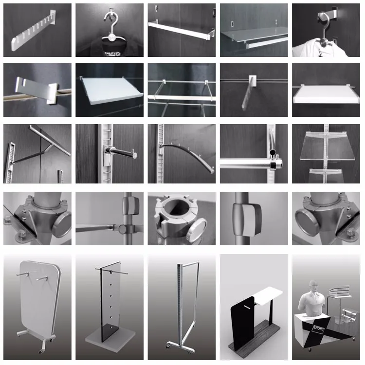 High quality chrome metal glass shelf supports plastic