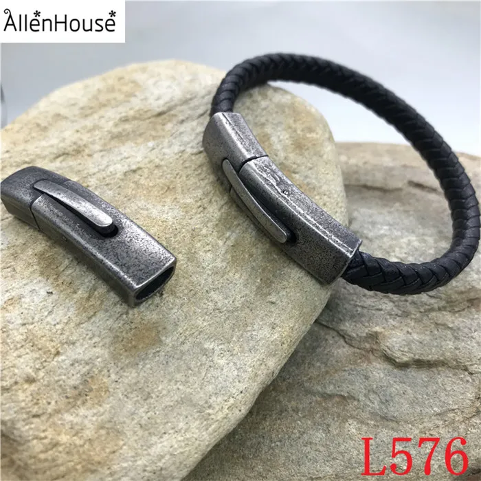 8x5mm Oval Hole Ancient Style Black Stainless Steel Push Button