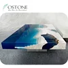 Beige Travertine Top Furniture Sea Blue Design Square Coffee Table