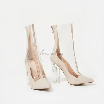 nude patent booties