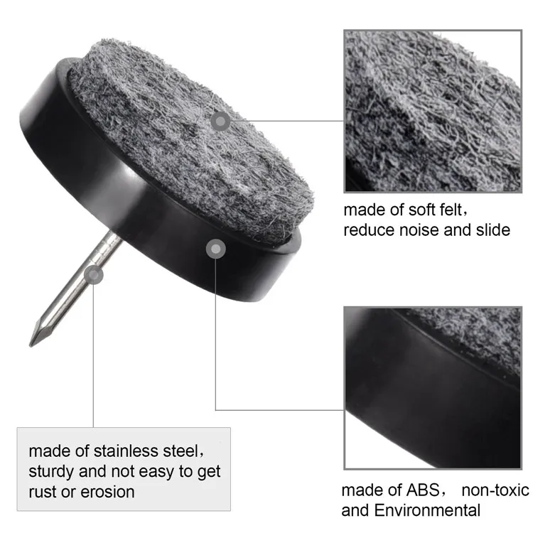 Furniture Pad Nails Black Nailon Slider Glide Felt Pads With Storage
