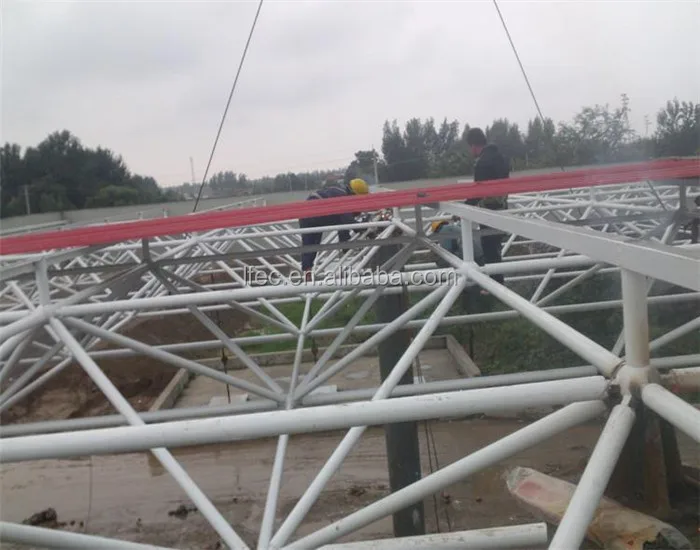 Long span space truss structure for steel roof cover