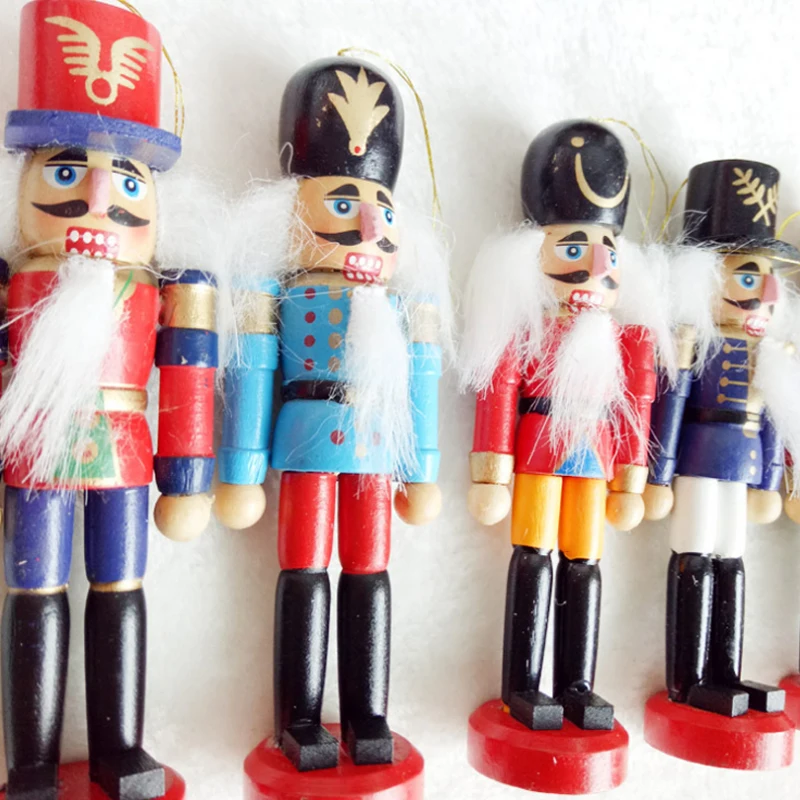 Hot Sale Christmas Decoration Model Nutcracker 6pcs/set Colorful Wooden