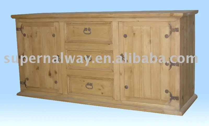 
100% Pine Home furniture kitchen cabinet with drawers 
