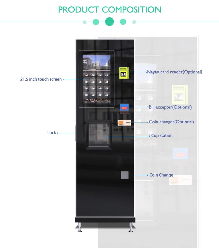 Ui Customized Smart Coffee Vending Machine With Grinder And High