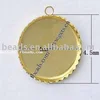 flat round pendant brass cabochon setting