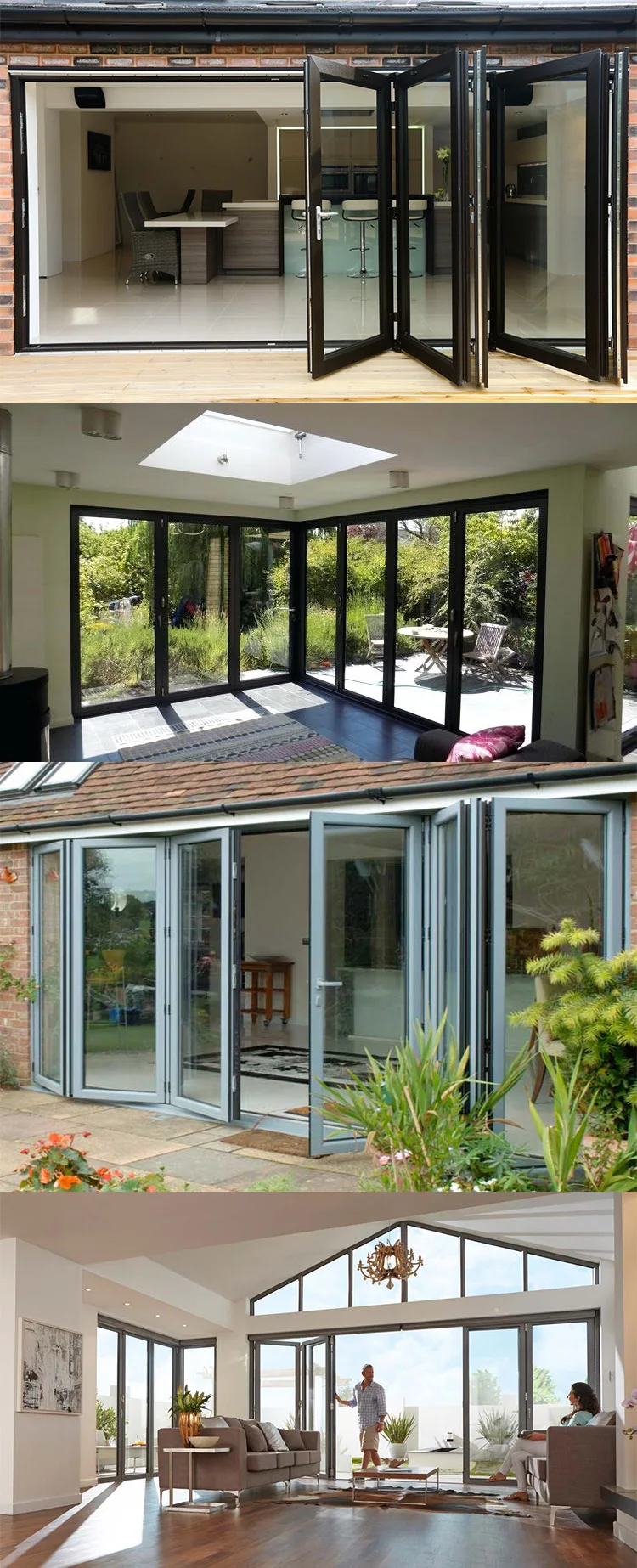 Commercial system double glass customised sliding folding door