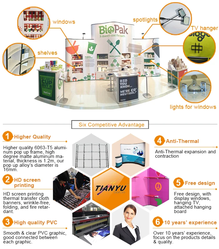 Curved Floor Backdrop Pop Up Trade Show Display Booth