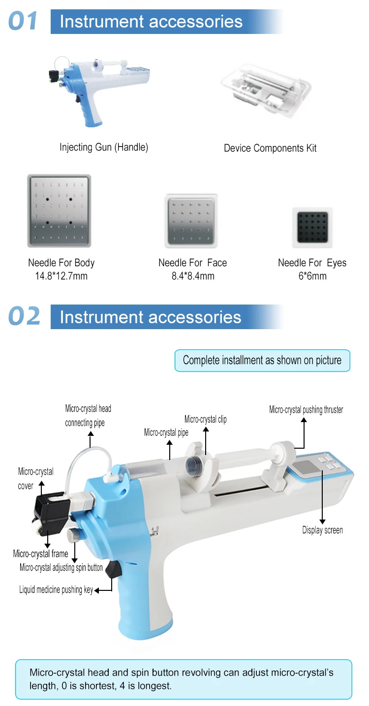 Portable mesotherapy injection Meso gun for eye face body with 3 tips
