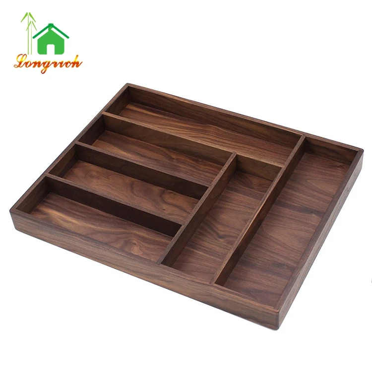 Acacia Cutlery Storage Tidy Drawer Kitchen Organizer Compartment