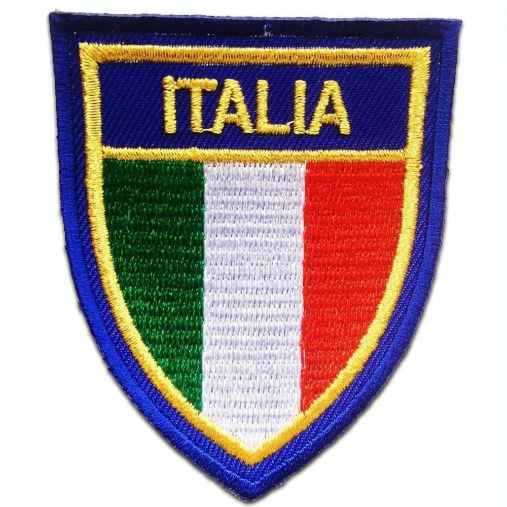 Custom Iron On Patches Italia Flag Banner Italy Blue 6 0x7