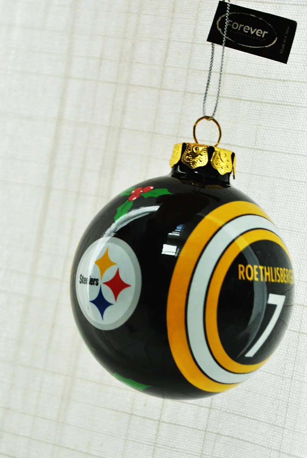 Ben Roethlisberger 7 Pittsburgh Steelers Collectors Edition Glass Painted Christmas Tree Ornament Ben Roethlisberger 7 Pittsburgh Steelers Collectors Edition Glass Painted Christmas Tree Ornament