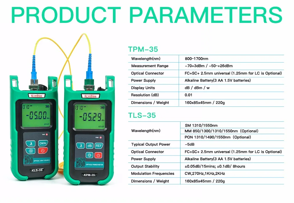 FTTH FTTX Optic fiber laser source KLS-35-S hand-held type fiber cable test tools w/SC+FC connector used with Power Meter
