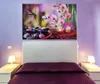 led canvas art wall clock 3 piece candles with orchids flower picture canvas printing light up for spa room decorative art work