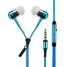 Hot Sale Top Quality 3 5mm Jack Metal Zipper Head Earphone Fashion Headphones with Microphone Stereo