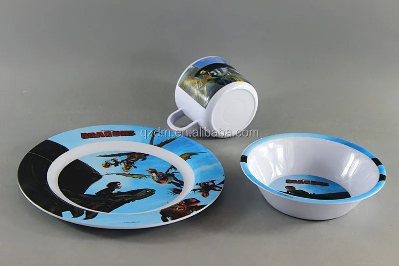 3 Piece Melamine Dinner Ware Sets For Kids/OEM Welcomed