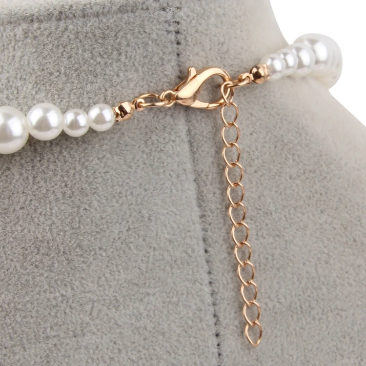 Impresionante 1950 francés firmado parisino vintage gargantilla asimétrica collar en perla falsa Joyería Collares Gargantillas cristal & oro tono cuentas 