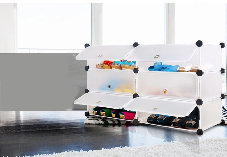 6 Cubes Shoe Rack For Closet Floor Aseembled By Panels And