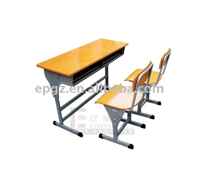 Hot Sale Used School Furniture Wooden Adjustable Trapezoid Student Desk