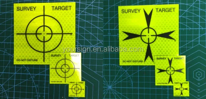 Pack of 50 Yellow Retro Survey Targets 30x30 mm Adhesive For Total Stations EDM
