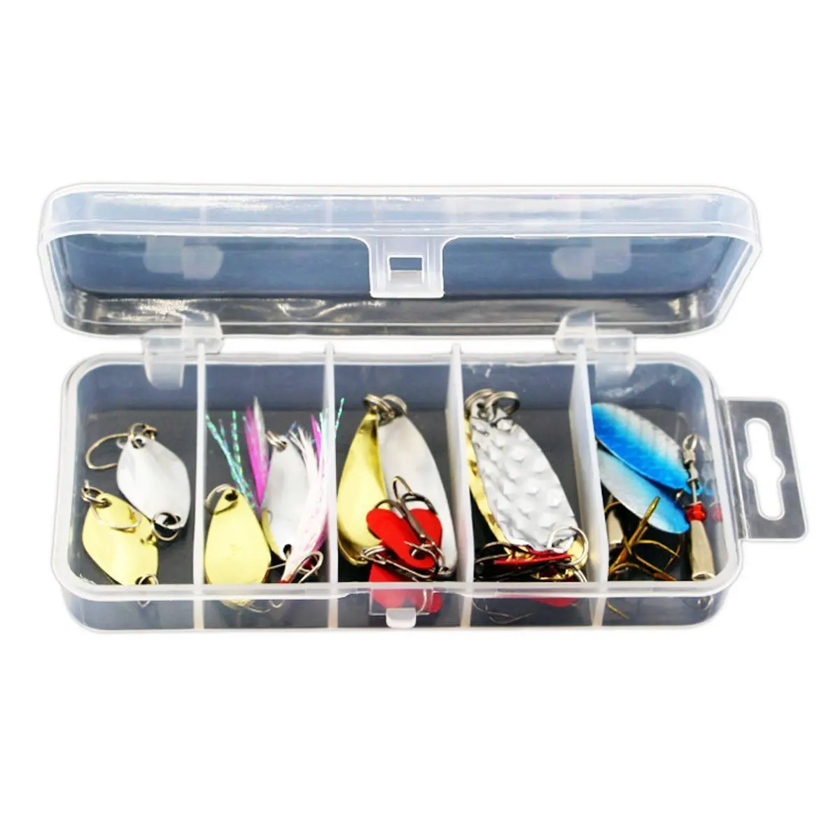 30/10pcs Premium Metal Fishing Lures Kit With Plastic Storage Box Perfect  For Trout, Pike, Perch, Bass, And Salmon Fishing Includes Spinning Fishi, Spinner Bait Storage