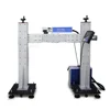 Flying fiber laser marking machine with two columns and conveyor belt