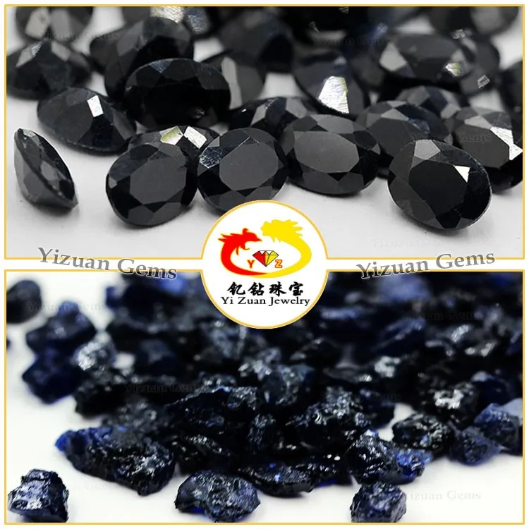 Как выглядит черный сапфир YZ jewelry direct cut raw sapphire all shape Loose natural stone black Sapphire 