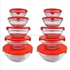 5 pcs glass bowl set decorative clear and colored glass fruit glass bowl set with lids