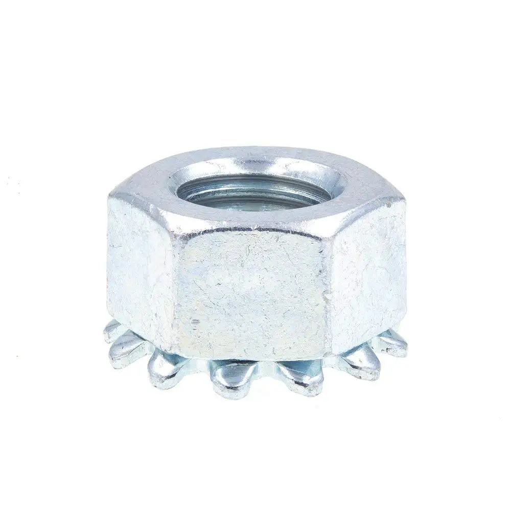 5mm Thread Dia Nickel Plated External Tooth K Lock Kep Nut Silver Tone 100Pcs