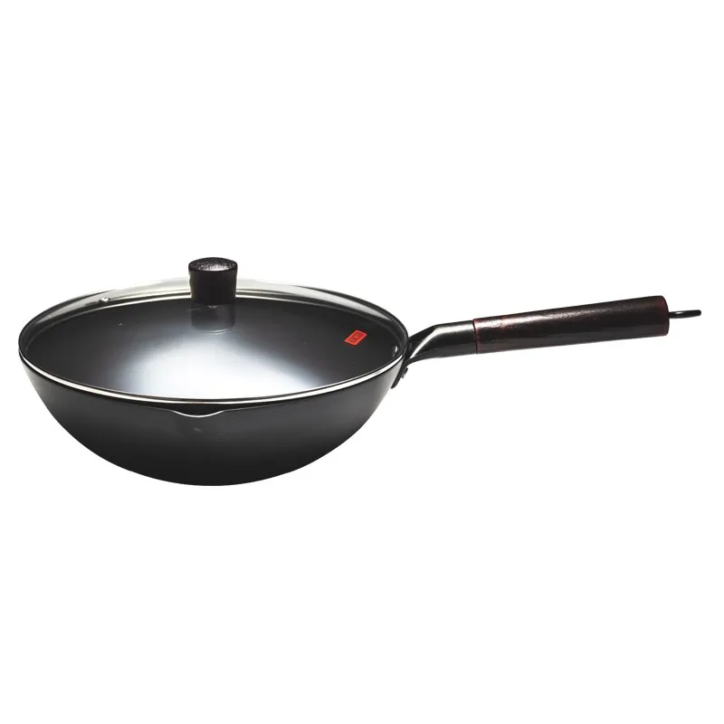 Japanese High Quality Cast Iron Chinese Wok With Lid Nontoxic Ih