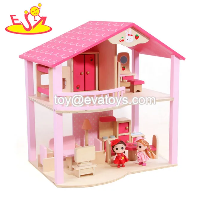 wooden doll house pink