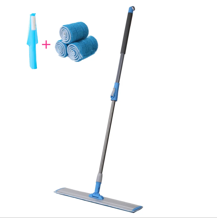 60cm Wide Microfiber Flat With 3 Mop Pads Heavy Duty Floor Mop With ...