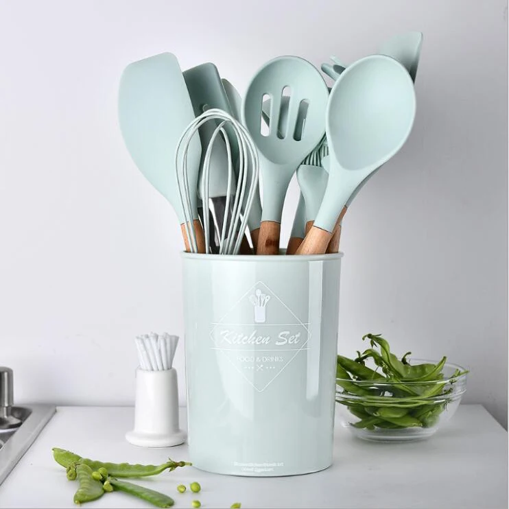 white silicone kitchen utensil set