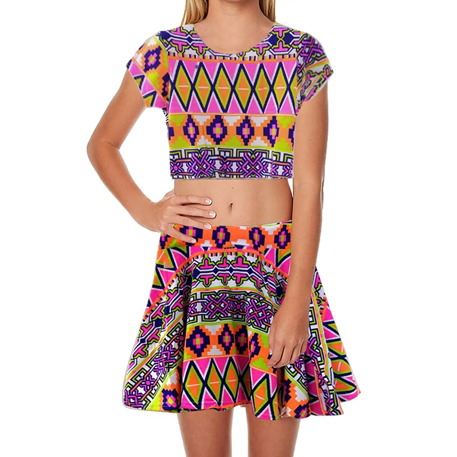 plain crop top and skirt