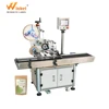 automatic horizontal flat surface kraft paper bag labeling machine for Matcha powder