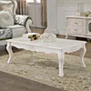 Ivory white hand carved wooden baroque french furniture coffee table