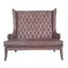 Loft Industrial Hotel Restaurant Solid Wood Frame Bespoke Hand Tufted Button High Wing Back 2 Seater Sofa