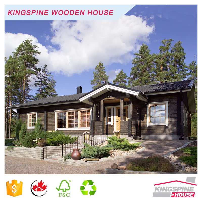 Wooden Log Cabin Prefabricated Wood House With Terrace Low Cost