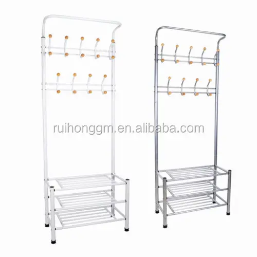 Metal 18 Hook Hat Coat Stand Clothes Shoe Rack Hanger Hooks Shelf Black White Clothes Rails Home Furniture Diy Plastpath Com Br