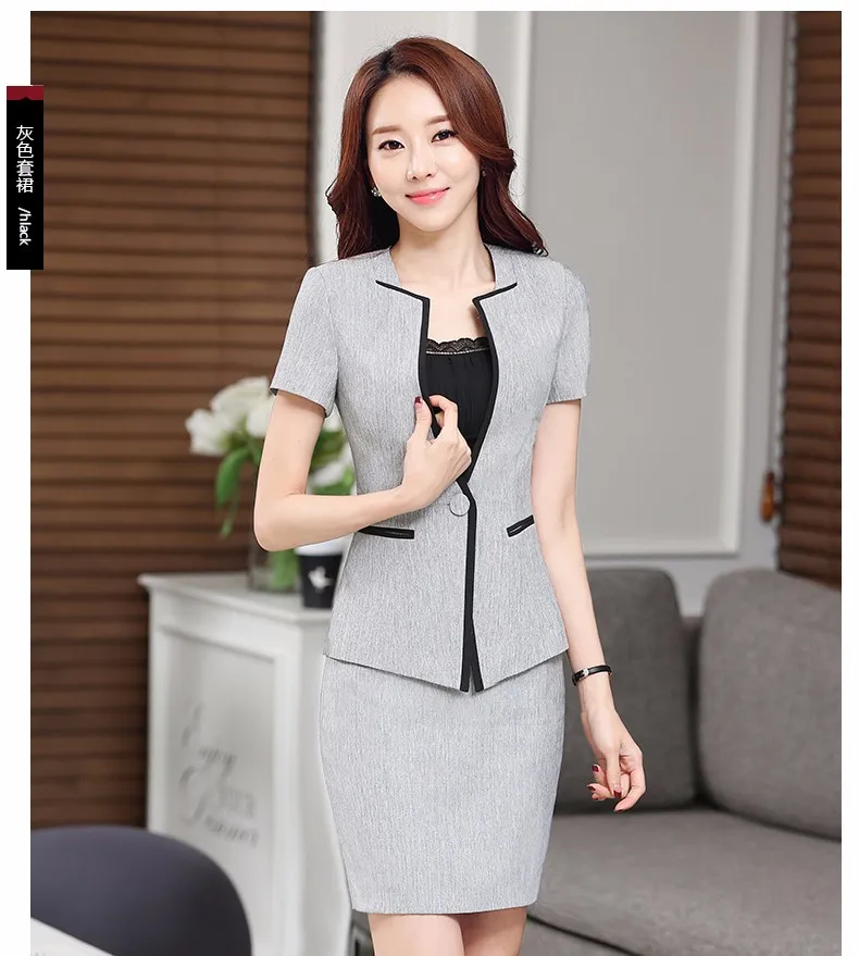 Women 2 Piece Suits Work Uniform For Office Lady Skirt Coat Suits - Buy ...