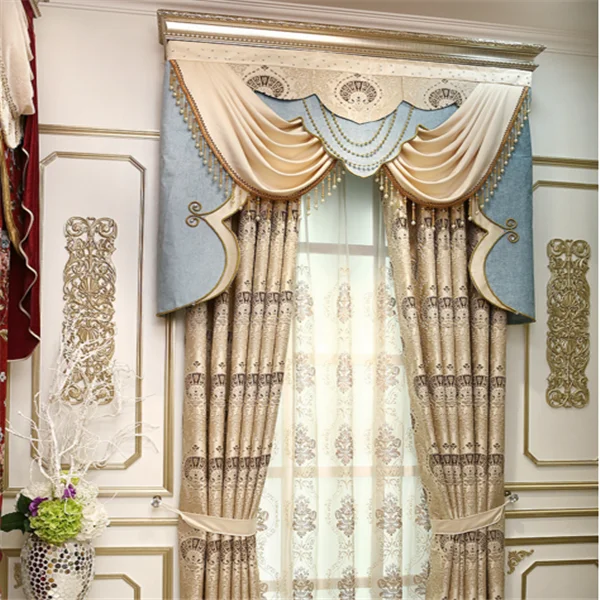 Luxury Jacquard Window Curtains For Bed Room Blackout Curtain