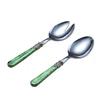 Cathylin green acrylic handle stainless steel salad fork and spoon serve set