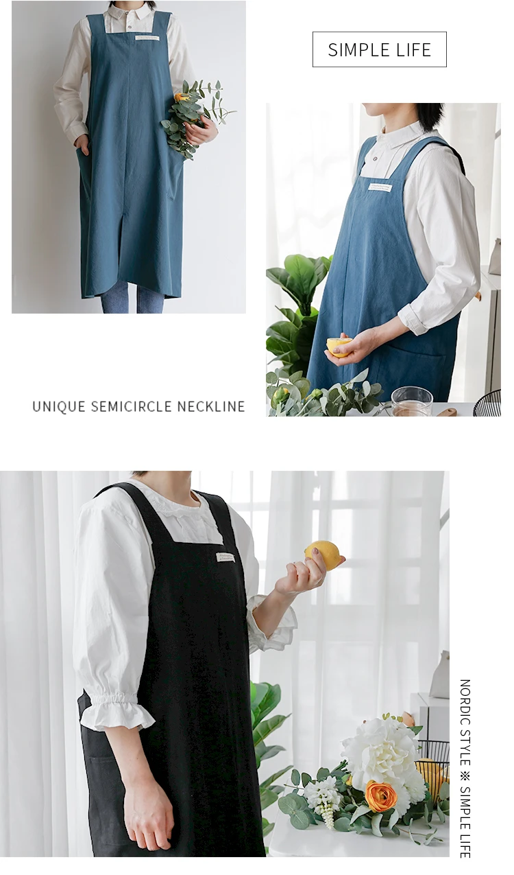 Simple Waiter Uniform Japanese Style Aprons Kitchen 100 Cotton Cheap