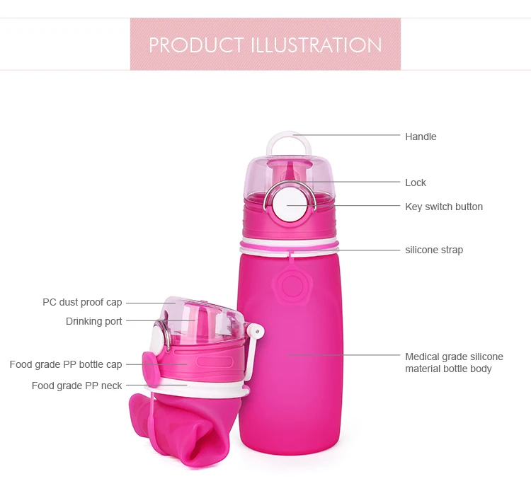 Amazon Hot Sale Collapsible Silicone Water Bottle
