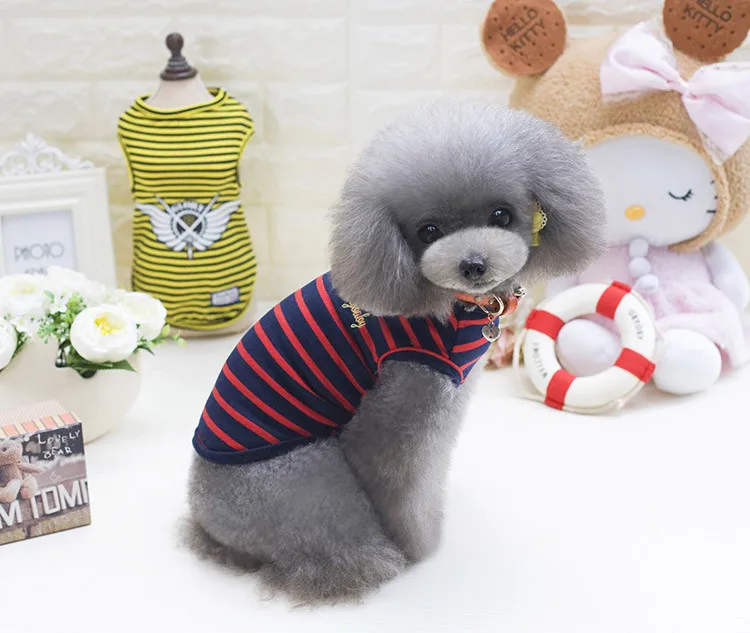 Wholesale Old Navy Striped Dog Clothes For Summer Soft Cotton Puppy T
